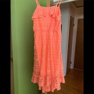 Girls lace coral sundress ~Gently Worn~